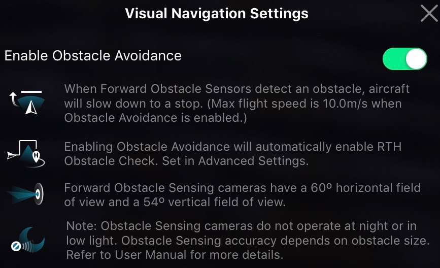 Mavic pro night flight sales settings