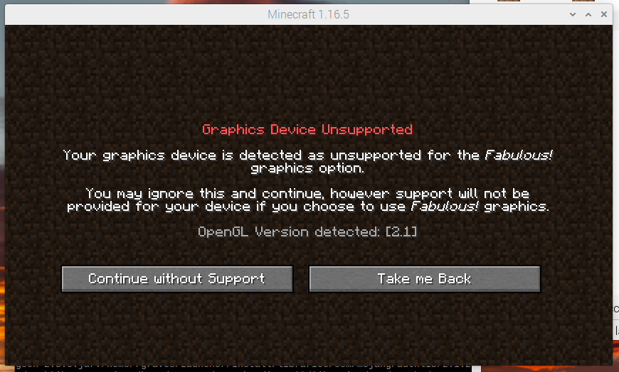 Minecraft 1.18.2 Java Edition Client on RPi 4 Model B 